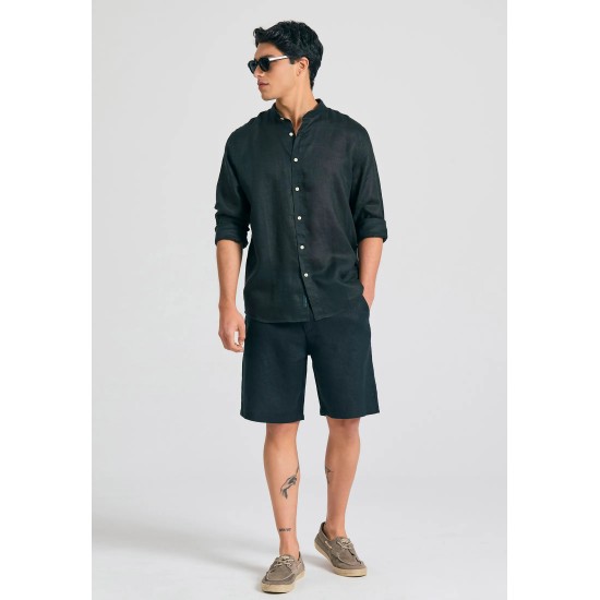 ΒΕΡΜΟΥΔΑ CHINOS ΛΙΝΗ FUNKY BUDDHA FBM011-005-03 (ΜΑΥΡΟ)