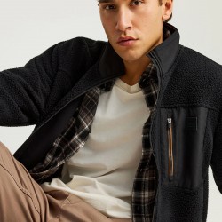 ΖΑΚΕΤΑ FLEECE FUNKY BUDDHA FBM012-054-06 (ΜΑΥΡΟ)