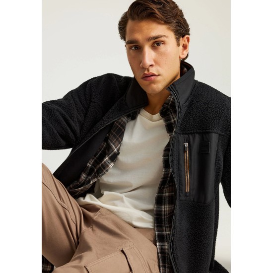 ΖΑΚΕΤΑ FLEECE FUNKY BUDDHA FBM012-054-06 (ΜΑΥΡΟ)