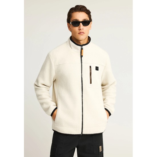ΖΑΚΕΤΑ FLEECE FUNKY BUDDHA FBM012-054-06 (CLOUD CREAM)