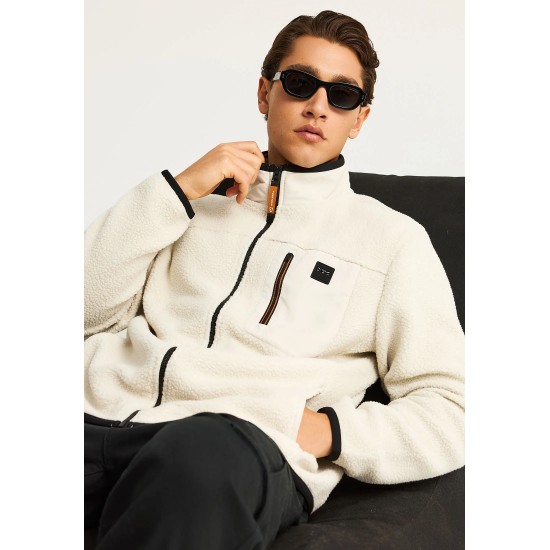 ΖΑΚΕΤΑ FLEECE FUNKY BUDDHA FBM012-054-06 (CLOUD CREAM)