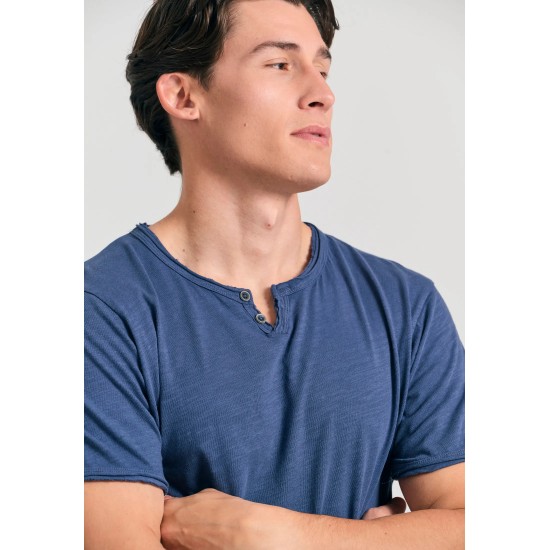 T-SHIRT FUNKY BUDDHA FBM011-004-04 (ΜΠΛΕ ΙΝΤΙΓΚΟ)