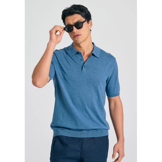 ΜΠΛΟΥΖΑ POLO FUNKY BUDDHA FBM011-005-09 (AZURE BLUE)