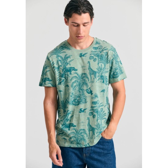 T-SHIRT FUNKY BUDDHA FBM011-341-04 (SAGE GREEN)