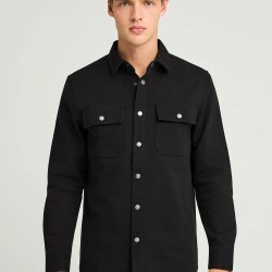 ΠΟΥΚΑΜΙΣΟ DENIM (OVERSHIRT) FUNKY BUDDHA FBM012-080-05 (ΜΑΥΡΟ)