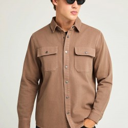 ΠΟΥΚΑΜΙΣΟ DENIM (OVERSHIRT) FUNKY BUDDHA FBM012-080-05 (CIGAR)