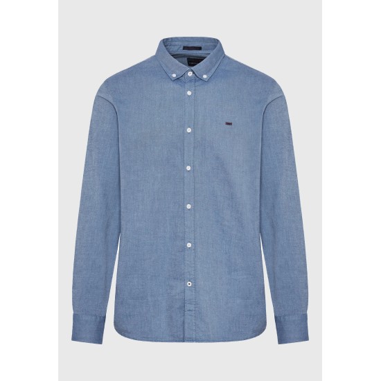 ΠΟΥΚΑΜΙΣΟ FUNKY BUDDHA FBM012-001-05 (ΜΠΛΕ ΙΝΤΙΓΚΟ)