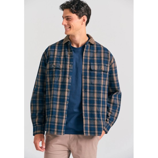 ΠΟΥΚΑΜΙΣΟ (OVERSHIRT) FUNKY BUDDHA FBM012-051-05 (ΜΠΛΕ)
