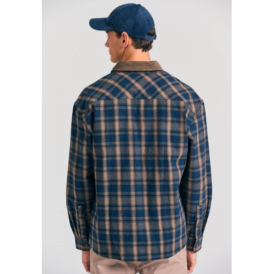 ΠΟΥΚΑΜΙΣΟ (OVERSHIRT) FUNKY BUDDHA FBM012-051-05 (ΜΠΛΕ)