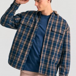 ΠΟΥΚΑΜΙΣΟ (OVERSHIRT) FUNKY BUDDHA FBM012-051-05 (ΜΠΛΕ)