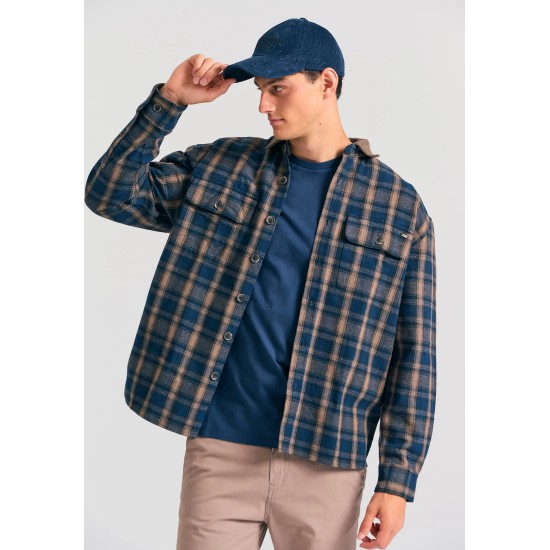 ΠΟΥΚΑΜΙΣΟ (OVERSHIRT) FUNKY BUDDHA FBM012-051-05 (ΜΠΛΕ)