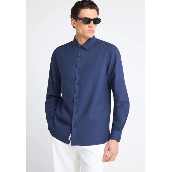 ΠΟΥΚΑΜΙΣΟ FUNKY BUDDHA FBM013-051-05 (ΜΠΛΕ ΙΝΤΙΓΚΟ)